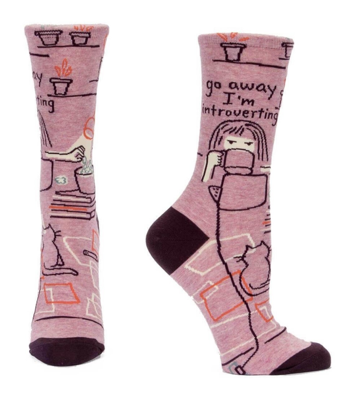 Go Away I'm Introverting Blue Q Socks